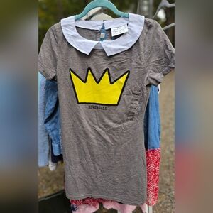 Gray and Yellow Crown T-Shirt Dress Small